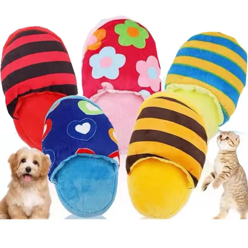 Pet Toys Squeaker Plush Slipper Shaped Puppy Dog Sound Chew Play Toys for Dog Cats Funny Dog Products Outdoor Training Toy