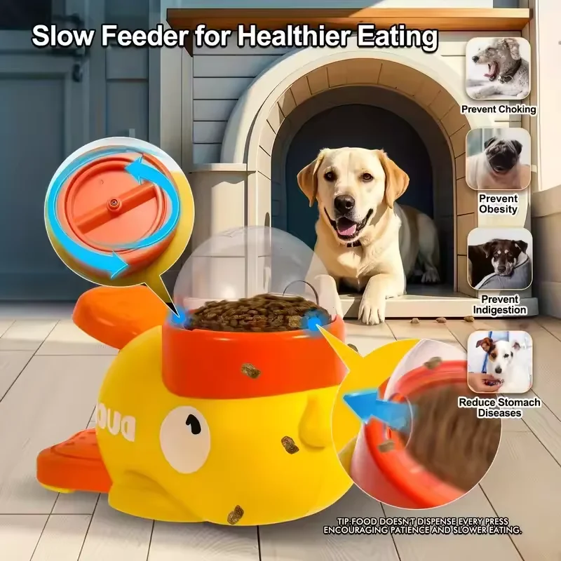 Automatic Pet Feeder – Cartoon Duck Design Dog Food Dispenser, Snack Trainer, Smart Portion Control Feeder for Cats & Dogs